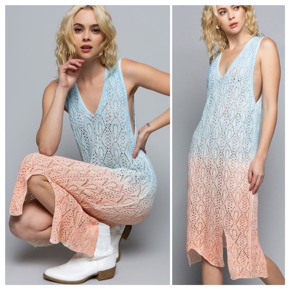 POL Hand Dyed Dreamsickle Crochet Dress - Picture 2 of 16